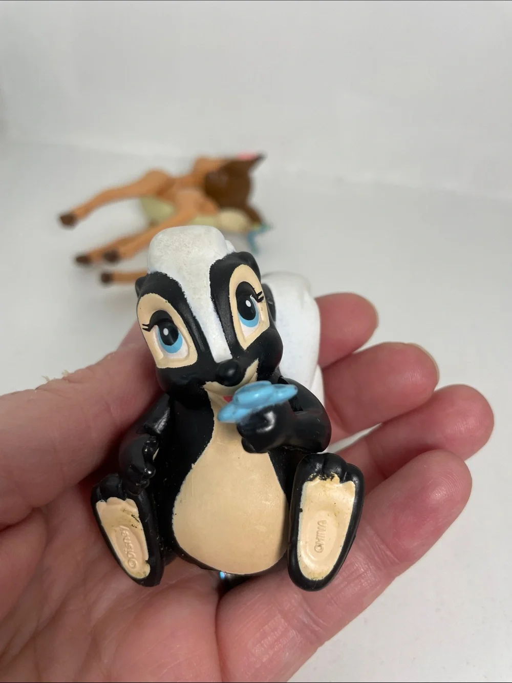 Bambi Butterfly Tail Baby Deer & Flower Skunk Figure 1990's  3.5